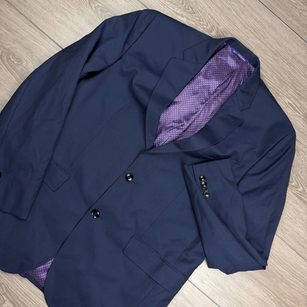 Ted Baker Mens Sport Coat Endurance Trevi SPJ Wool Navy Blue 42R